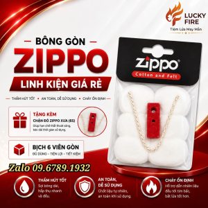 Bông Gòn Zippo Linh Kiện Thay Thế Tặng Kèm Chặn Đỏ 6x