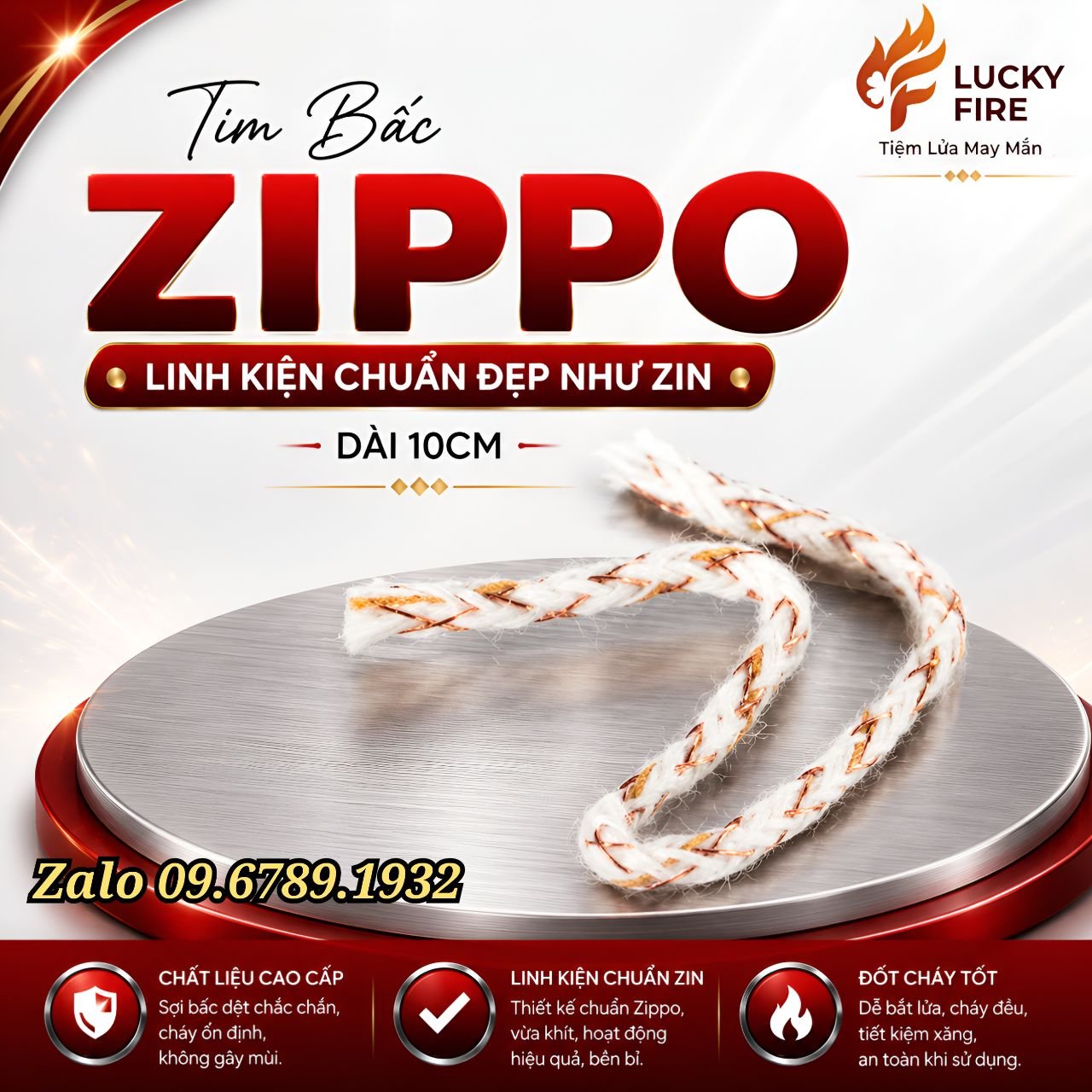 Tim Sợi Chỉ Cam Chuẩn Zin Linh Kiện Zippo