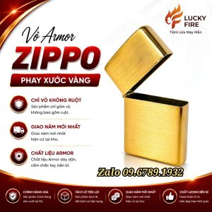 Vỏ Zippo Amor Brushed Brass Mỹ Chính Hãng (Chỉ Vỏ Không Kèm Ruột)