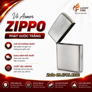 Vỏ Zippo Amor Brushed Chrome Mỹ Chính Hãng (Chỉ Bán Vỏ Không Kèm Ruột)