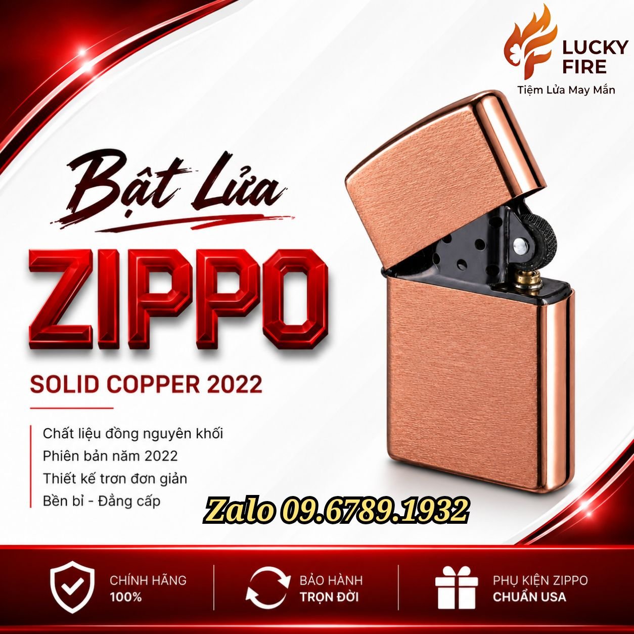 Zippo Solid Copper 2022 Siêu Phẩm Giới Hạn