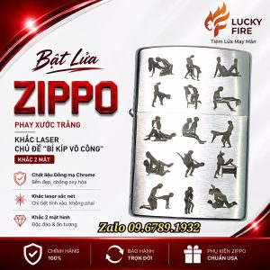 Bật Lửa Zippo Mỹ Chính Hãng Khắc Bí Kiếp Cửu Âm Chân Kinh 2 Mặt Hình
