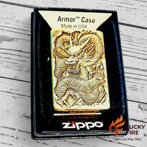Alternative view of Zippo Chính Hãng USA Amor Brass Khắc Rồng 3D