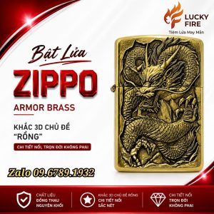Zippo Chính Hãng USA Amor Brass Khắc Rồng 3D