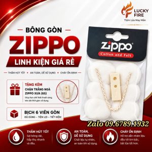 Bông Gòn Linh Kiện Zippo Tặng Kèm Chặn Xăng 6x Chuẩn Zin