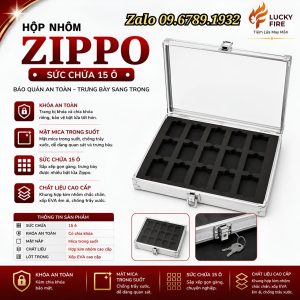 Hộp Nhôm Mặt Mica Trưng Bày Bảo Quản Zippo 15 Ô