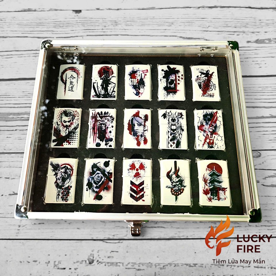 Hộp Nhôm Mặt Mica Trưng Bày Bảo Quản Zippo 15 Ô - Ảnh 3
