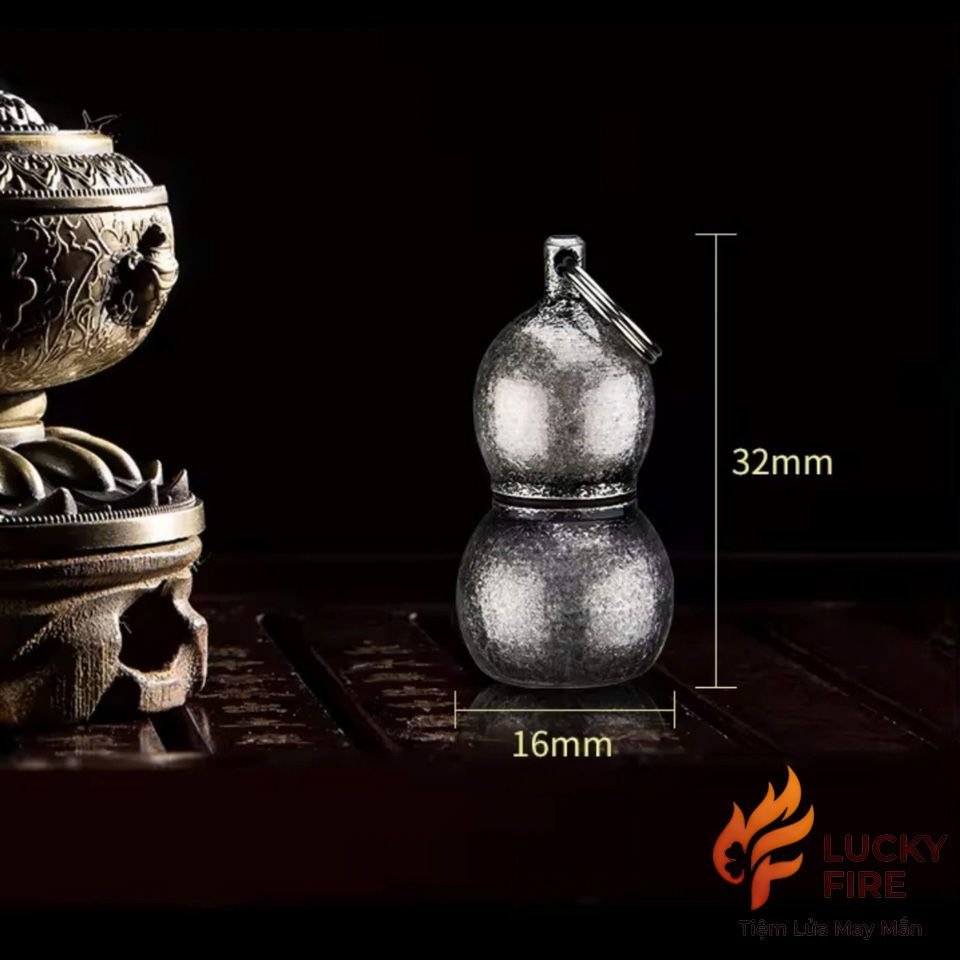 Bật Lửa Móc Khóa Hồ Lô Mạ Bạc Cổ Mini - Ảnh 4