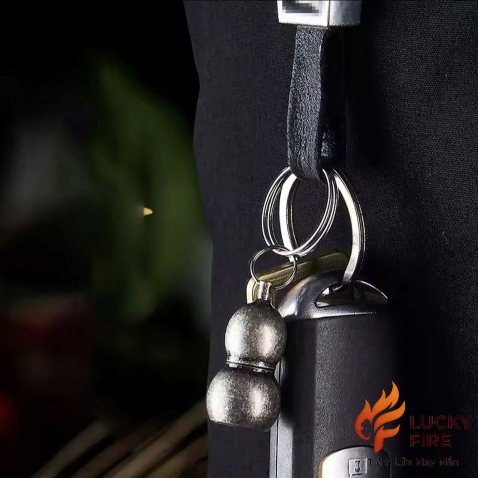 Bật Lửa Móc Khóa Hồ Lô Mạ Bạc Cổ Mini - Ảnh 3