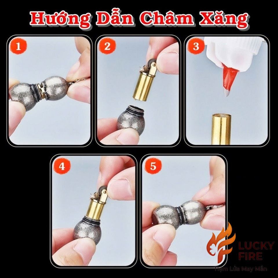 Bật Lửa Móc Khóa Hồ Lô Mạ Bạc Cổ Mini - Ảnh 7