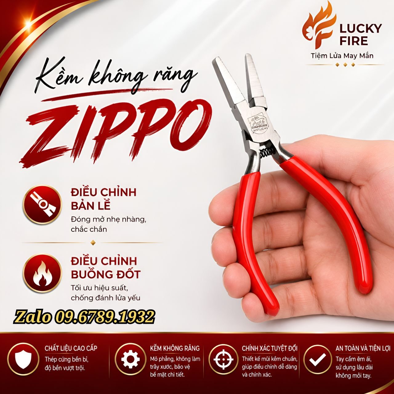 Kềm Không Răng Cao Cấp Chống Trầy Xước Zippo