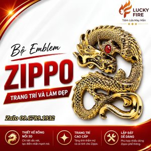 Emblem Rồng Mạ Vàng Dán Trang Trí Zippo