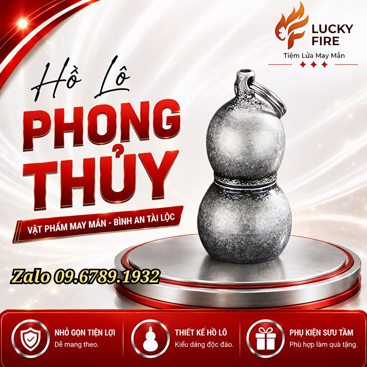 Bật Lửa Móc Khóa Hồ Lô Mạ Bạc Cổ Mini