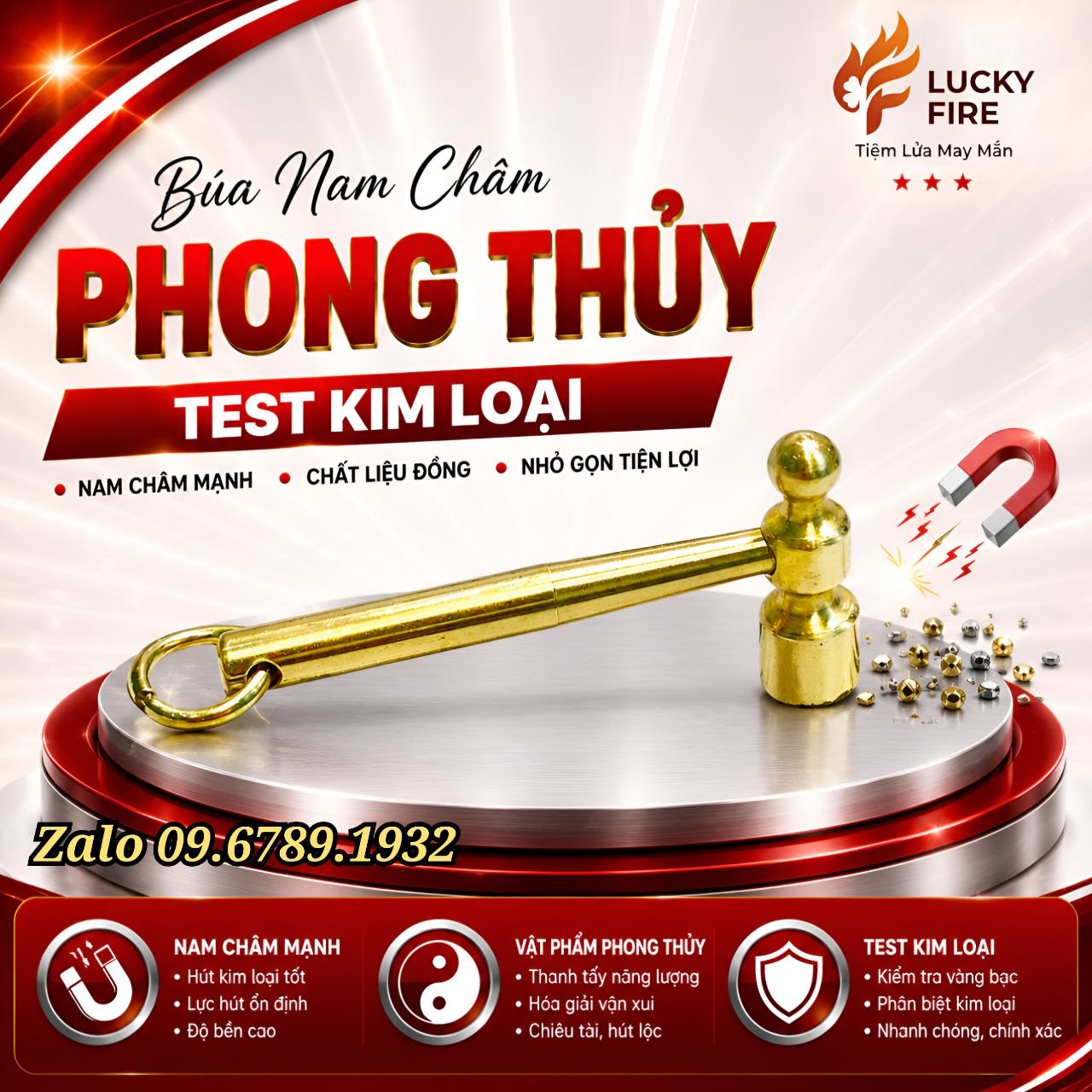Búa Nam Châm Test Kim Loại Chất Liệu Đồng Thau