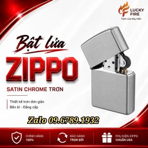 Bật Lửa Zippo Satin Chrome Mỹ Chính Hãng