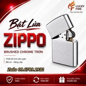 Bật lửa Zippo Brushed Chrome Đáy Lõm Nội Địa Mỹ