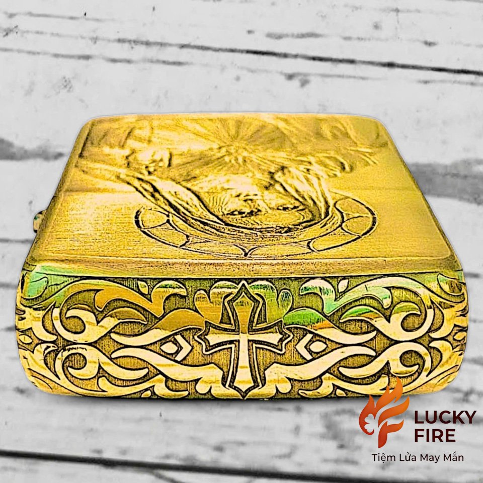 Bật Lửa Zippo Mỹ Chính Hãng Armor Brass Khắc Full 5 Mặt Chủ Đề Công Giáo - Ảnh 4