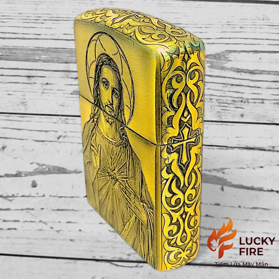 Bật Lửa Zippo Mỹ Chính Hãng Armor Brass Khắc Full 5 Mặt Chủ Đề Công Giáo - Ảnh 5