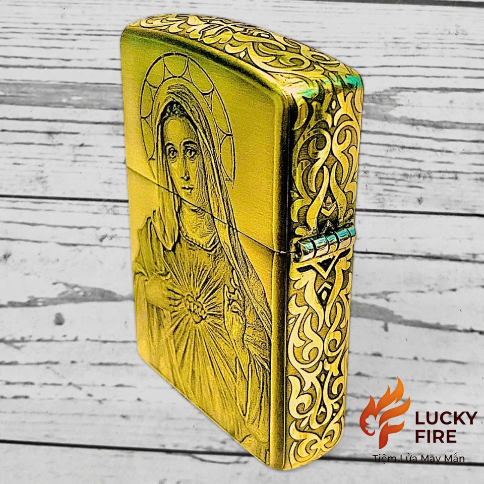 Bật Lửa Zippo Mỹ Chính Hãng Armor Brass Khắc Full 5 Mặt Chủ Đề Công Giáo - Ảnh 6