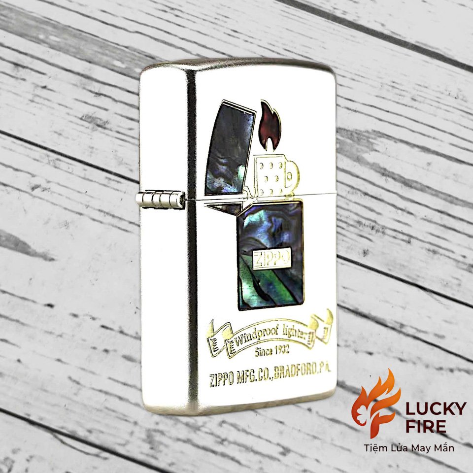 Bật Lửa Zippo Chính Hãng Khảm Xà Cừ Demi Vàng - Ảnh 6