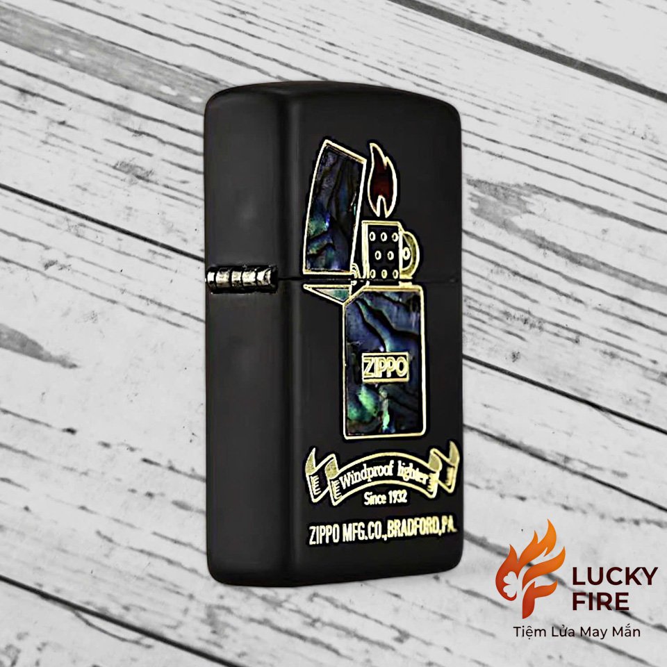 Bật Lửa Zippo Chính Hãng Khảm Xà Cừ Demi Vàng - Ảnh 7