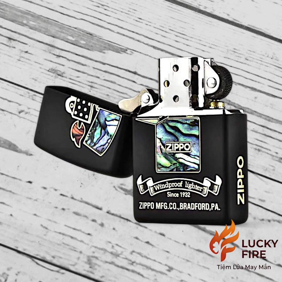 Bật Lửa Zippo Chính Hãng Khảm Xà Cừ Demi Vàng - Ảnh 9