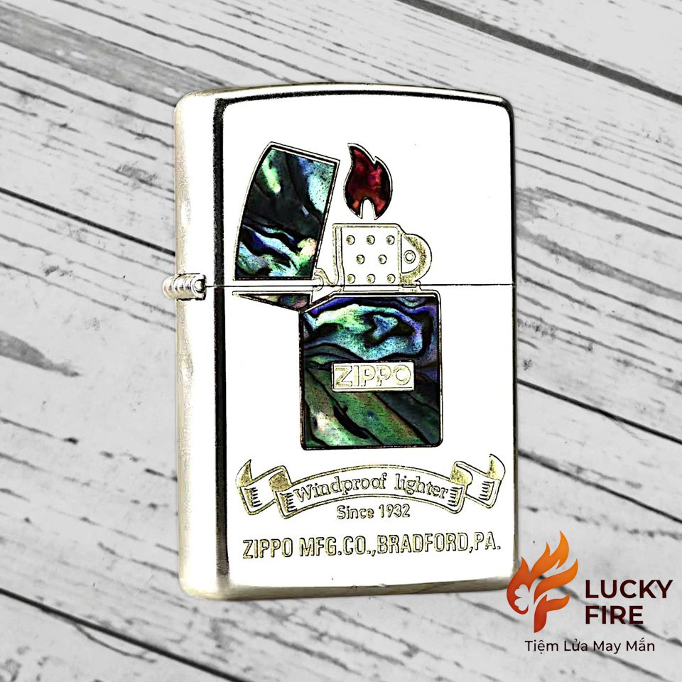 Bật Lửa Zippo Chính Hãng Khảm Xà Cừ Demi Vàng - Ảnh 2