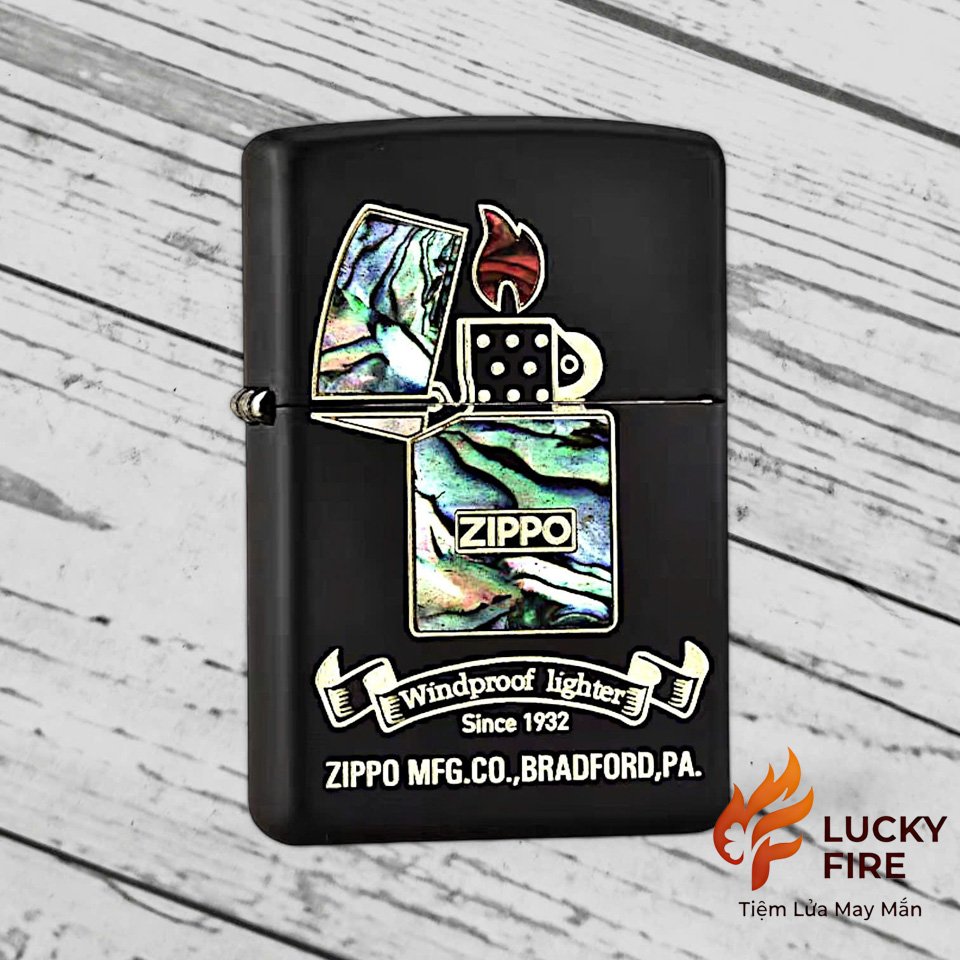 Bật Lửa Zippo Chính Hãng Khảm Xà Cừ Demi Vàng - Ảnh 3