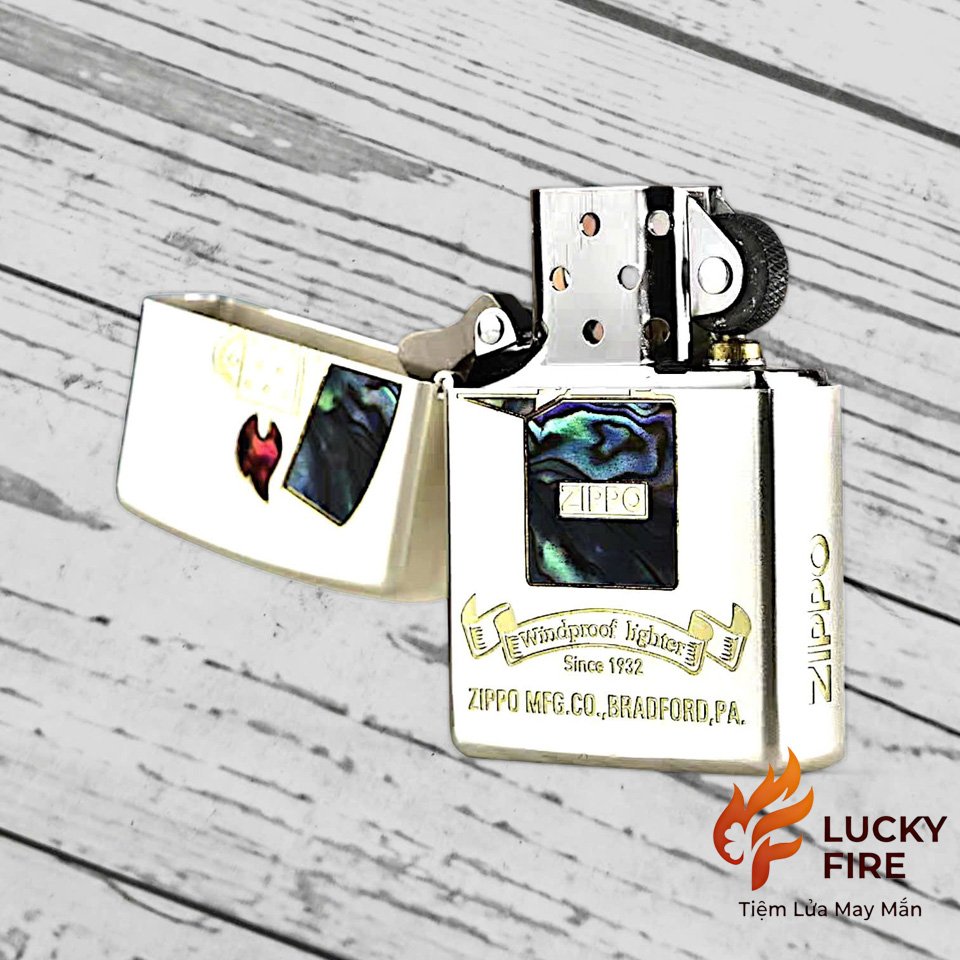 Bật Lửa Zippo Chính Hãng Khảm Xà Cừ Demi Vàng - Ảnh 8
