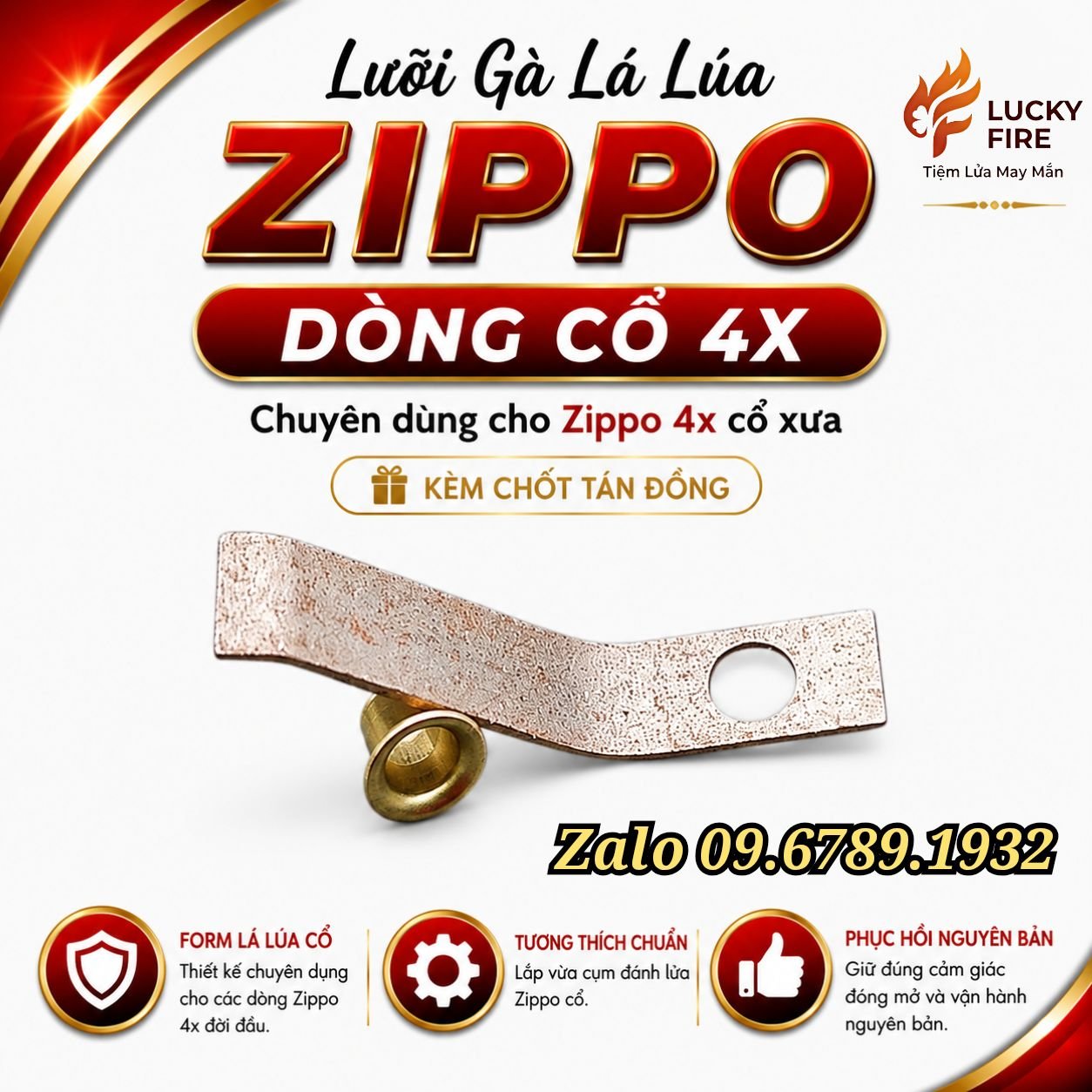 Lưỡi Gà Lá Lúa Zippo Cổ Xưa – Chuẩn Thế Hệ 4x, 5x