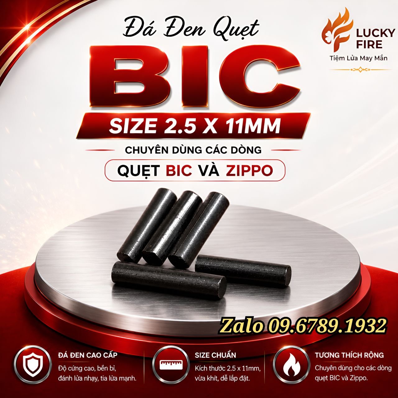Đá Đen Quẹt BIC Pháp Cao Cấp