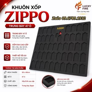 Khuôn Xốp 47 Ô Trưng Bày Zippo Hoàn Hảo