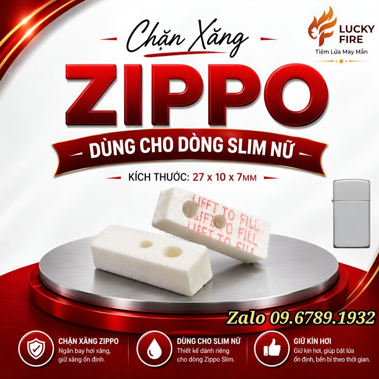 Chặn Xăng Chuyên Dụng Cho Dòng Zippo Slim Nữ